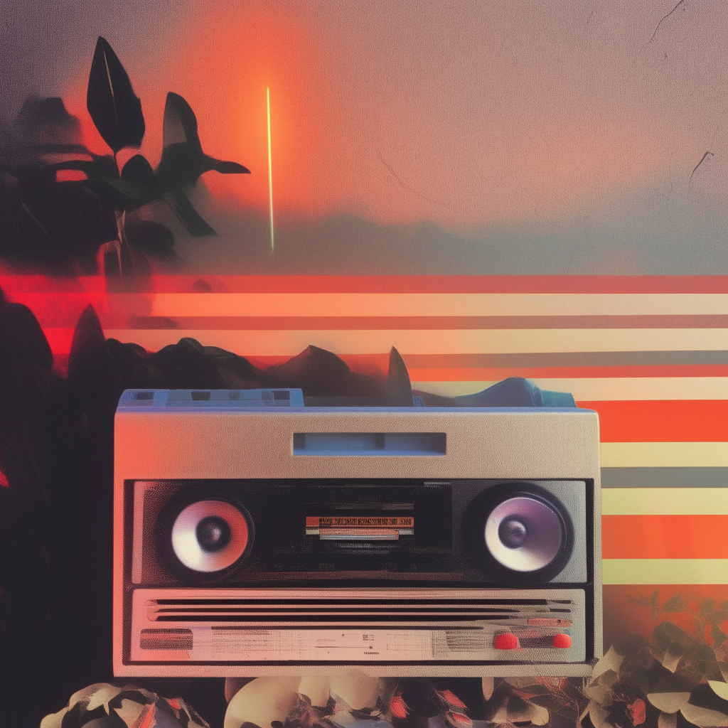 a 1980s experimental lofi cassette cover featuring a retro collage of textures and images including elements from image-1