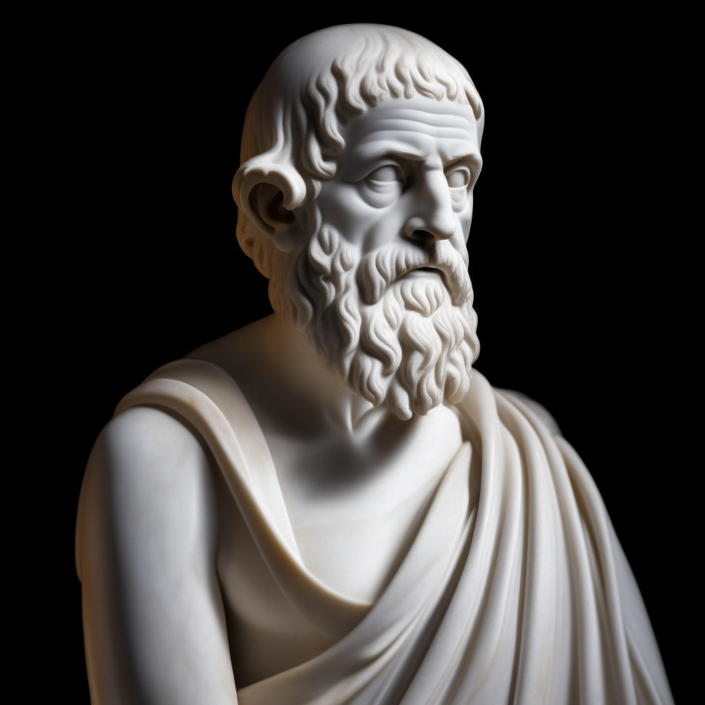 An ancient Greek statue of Plato made of white marble An ancient marble statue of the Greek philosopher Plato A marble statue of the philosopher Plato from ancient Greece