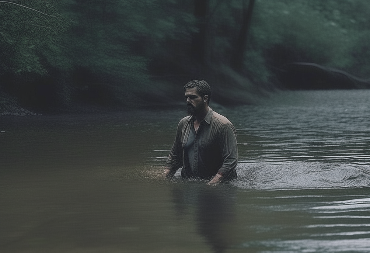  A man in the river
