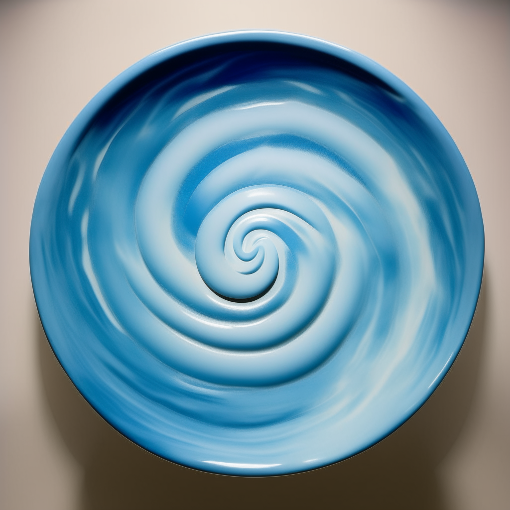 The entire image is a solid light blue color with the spiral cup design centered