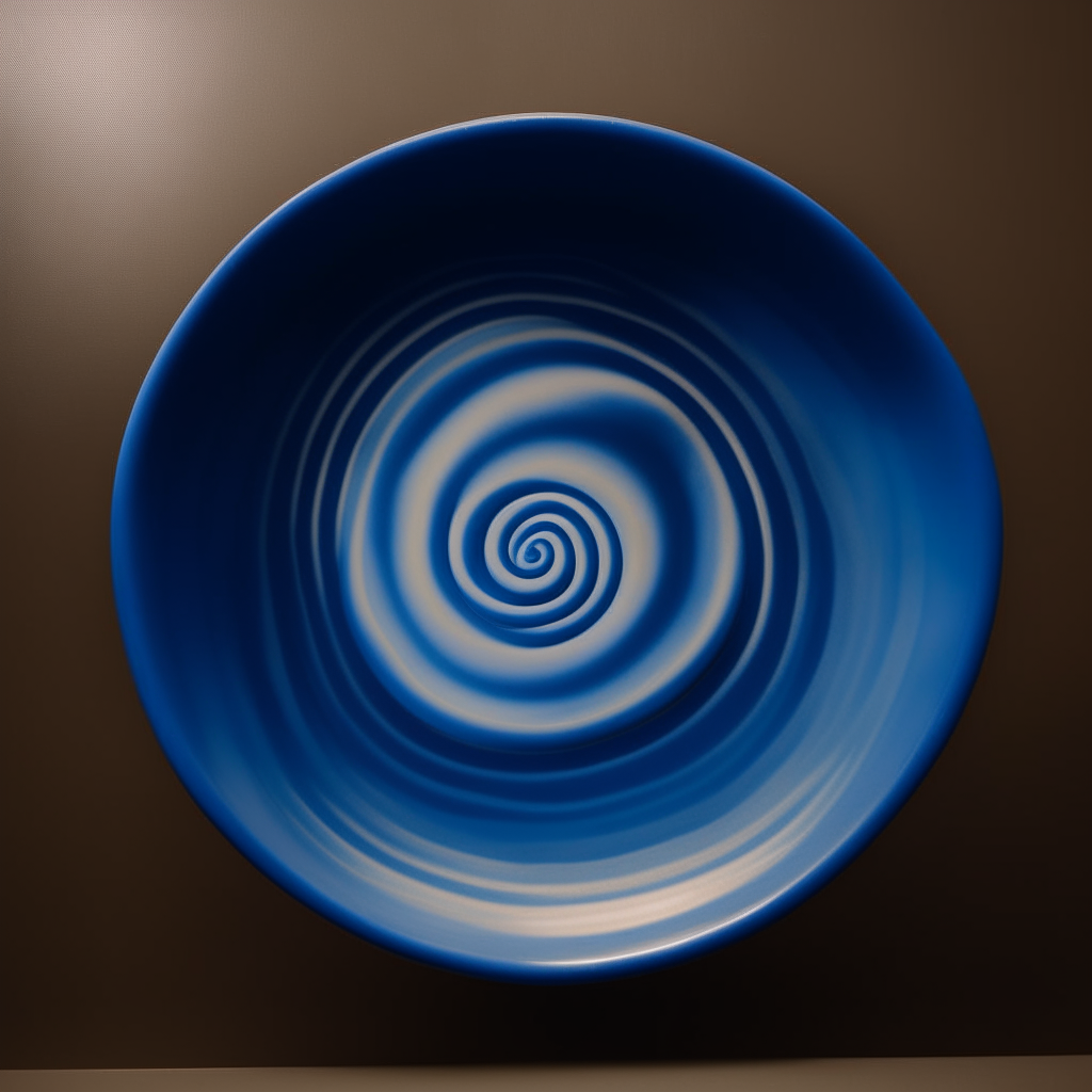 The entire image is a dark navy blue color with the spiral cup design centered