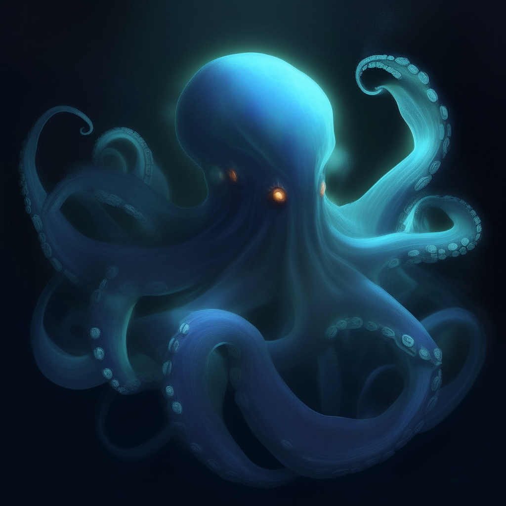 Soft glowing tentacles beginning to emerge from the luminous blue circle