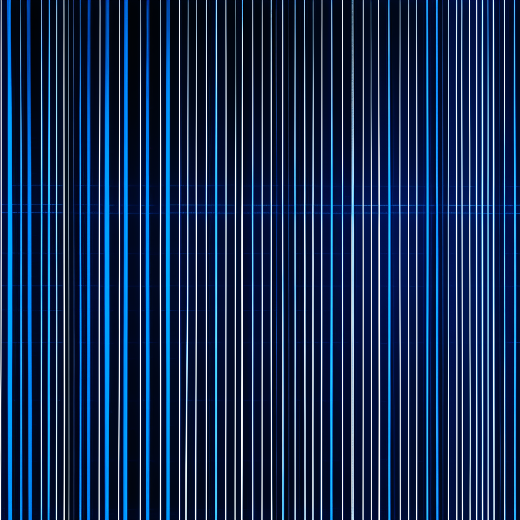 A dark fluorescent blue background with no more than ten thin white vertical lines separated from each other. The lines are spaced evenly across the square canvas.