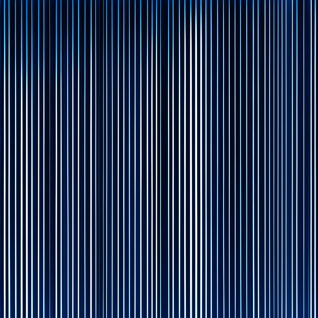 A dark fluorescent blue background with only ten thin white vertical lines separated and spaced evenly across the square canvas. The lines and background have a modern style.