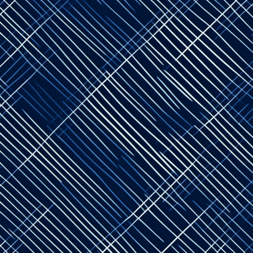 A dark fluorescent blue background with thin white diagonal lines spaced evenly across the square canvas in a modern style. The image is suitable for fabric printing.