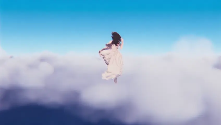 woman run on clouds