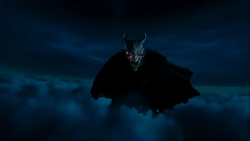 masked demon above the clouds