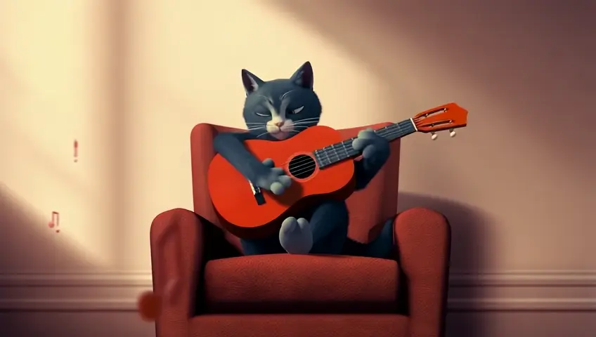 Gato tocando guitarra