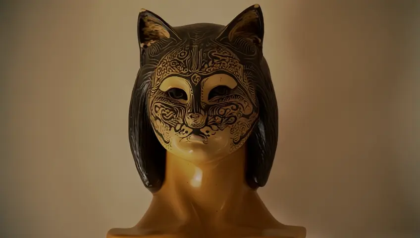 Taxidermy Art woman cat face