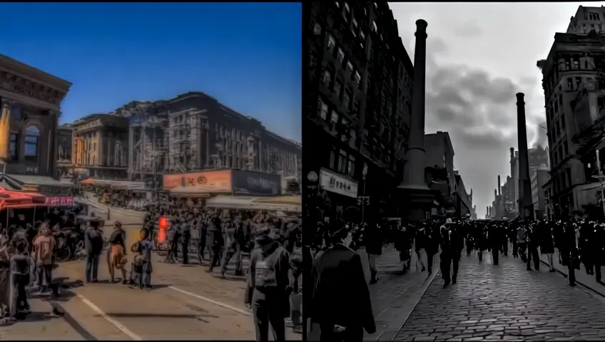 West coast vs east coast in 1900 (Show the streeths and the mood of those years in the streets)