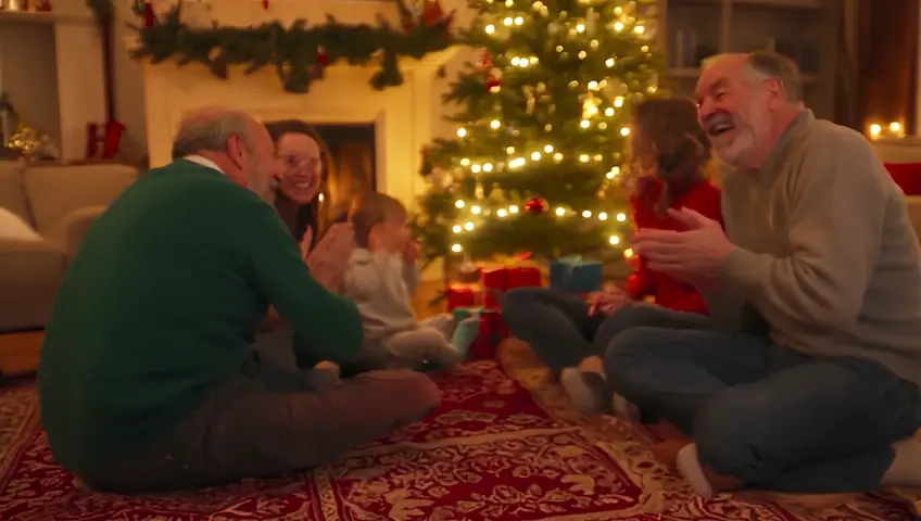 Der singende Weihnachtsbaum
Als die Familie den Weihnachtsbaum schmückt, beginnt der Baum plötzlich leise Weihnachtslieder zu singen. Die Lieder erfüllen das ganze Haus mit Frieden und Wärme. Jeder, der sich dem Baum nähert, spürt die Magie der Musik und singt begeistert mit. Die Familie verbringt den Abend singend und lachend, verzaubert von diesem wunderbaren Weihnachtswunder.