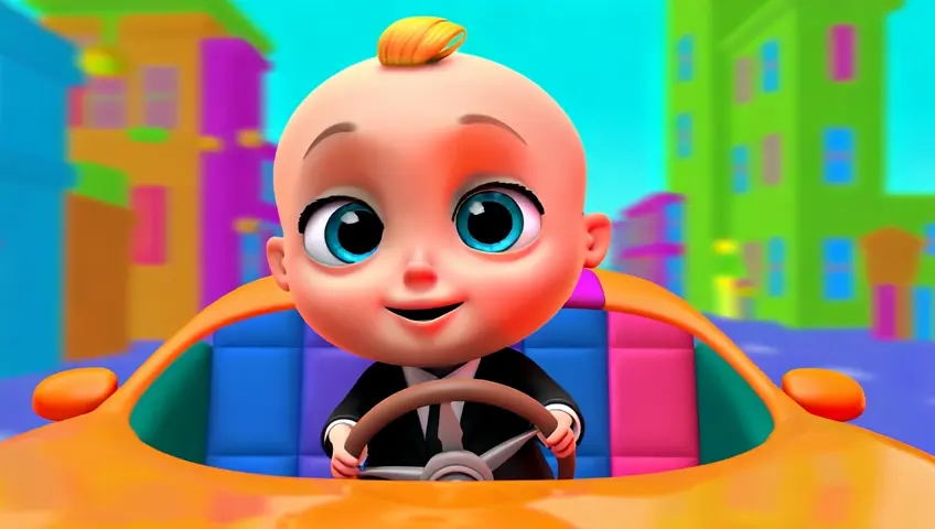 3d cartoon baby boss drive car