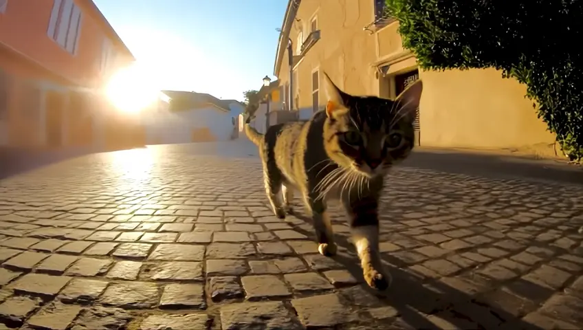 Cat walking in street