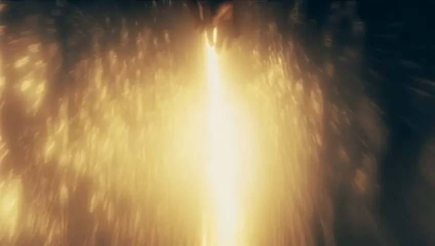 Suddenly, a radiant hand of ethereal light arcs through the air, its movements deliberate yet otherworldly. The immense wall of water shudders, as if recognizing its command, and then begins to part. The sea divides with elegance and precision, unveiling a luminous pathway carved into the very fabric of reality. The path glows with a golden brilliance, its surface smooth as glass yet rippling faintly with an inner energy, as though alive