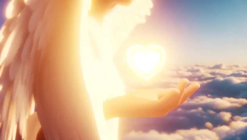 We see a Angel with a heart
