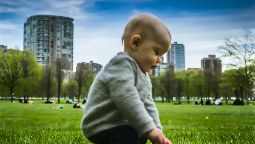 A timelapse of a person in their 3 stages of life (child, adult and aging)