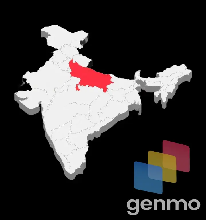 a map of india with a red state highlighted