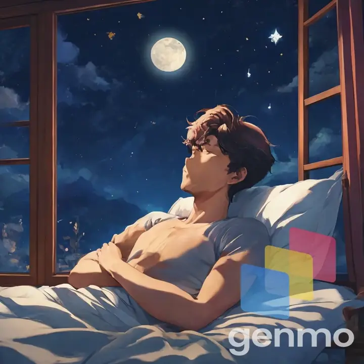 a man laying on a bed in front of a window
