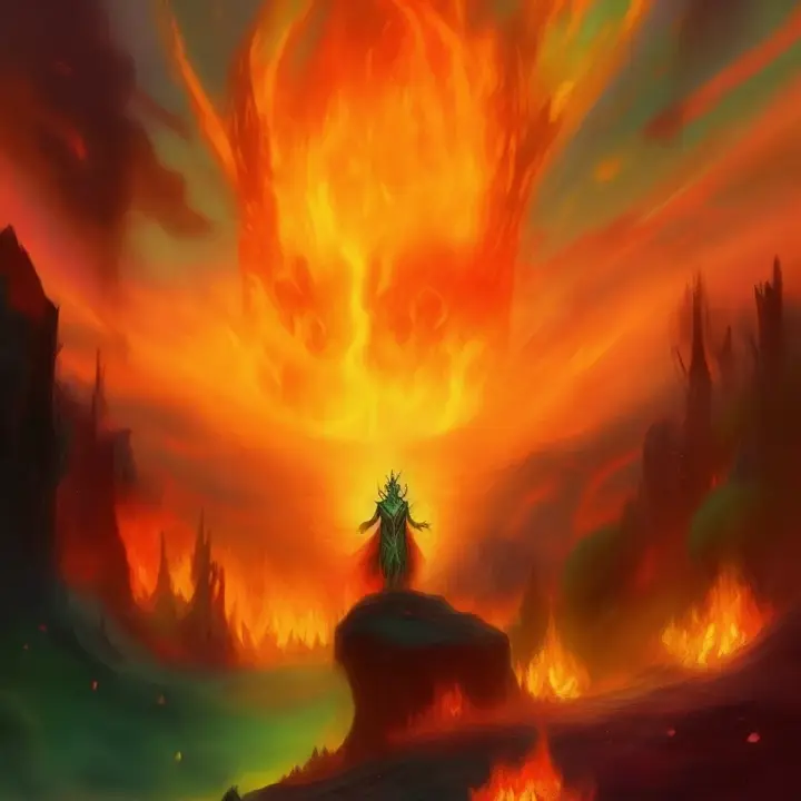 In a realm painted with colorful auroras and flourishing lands, a world experienced the oppressive rule of King Pyron. His reign was defined by flames and terror, as he utilized fire to control his subjects.