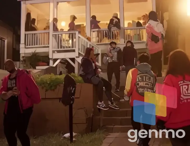 college students at a college party late at night