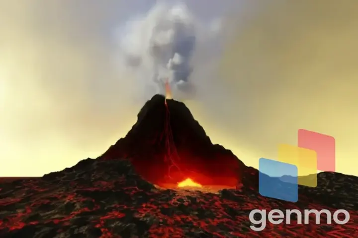 a volcano erupts lava as it erupts into the sky