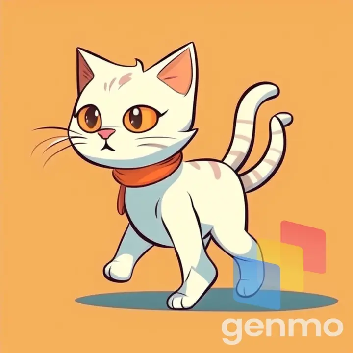 cartoon anmie style walking cat