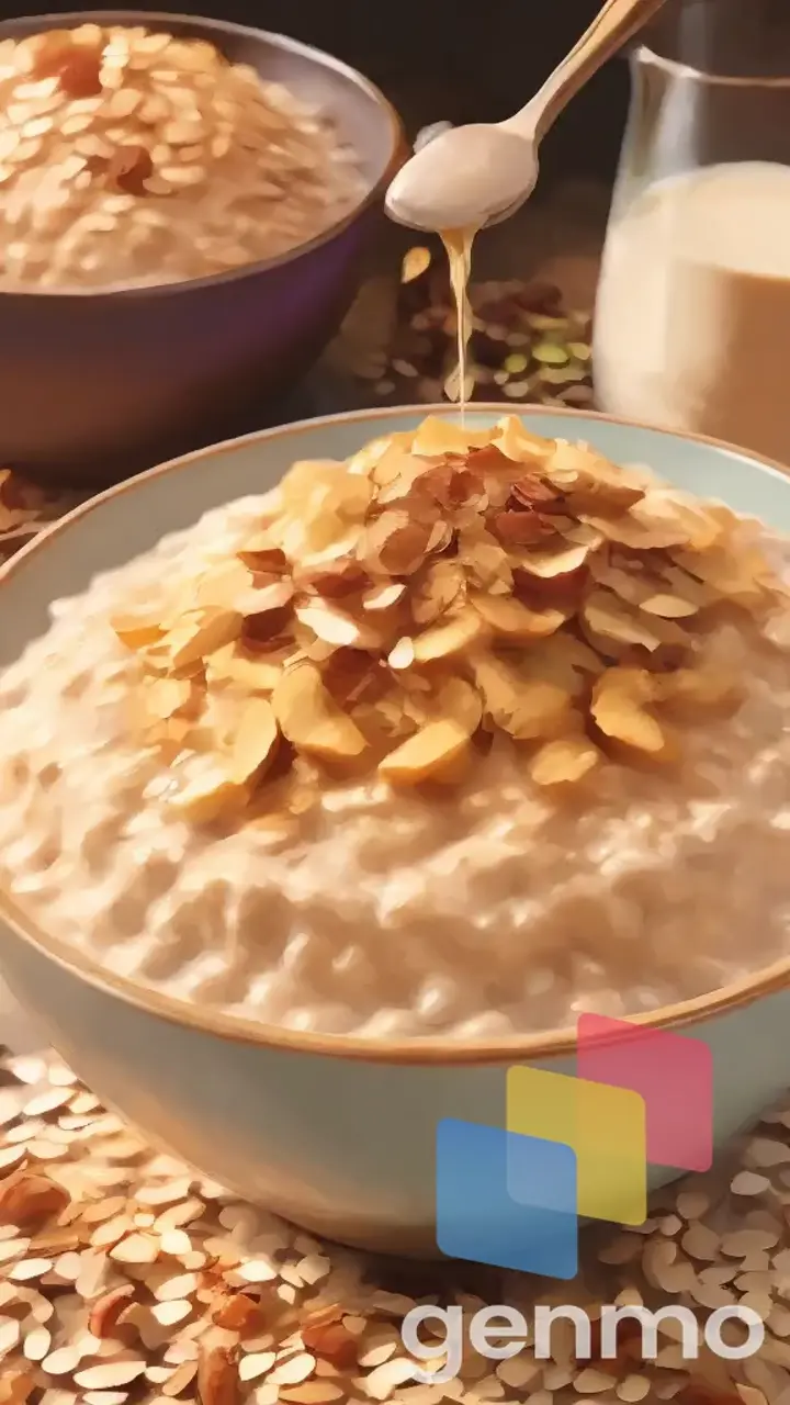 a bowl of oatmeal with nuts : 2 | blurry, ugly, deformed, jpeg, low resolution : -1