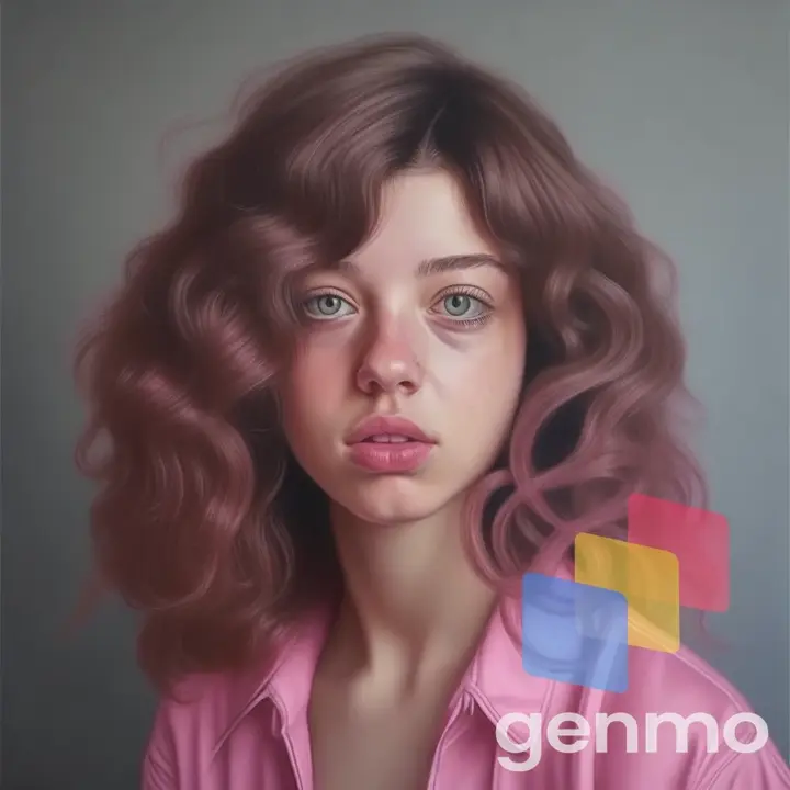 una chica con el pelo rosa ondulado y coletas bailando al viento