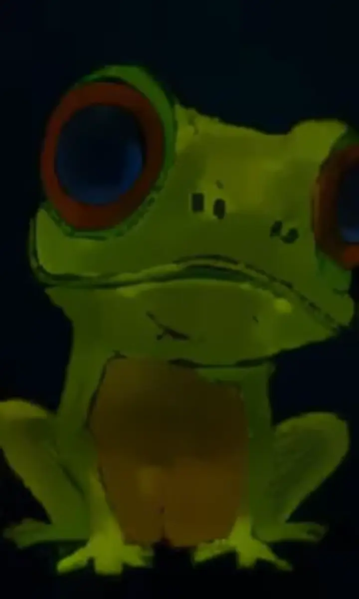 nature, organism, art, plant, terrestrial plant, amphibian, grass, toad, painting, illustration frog moving eyes and feet