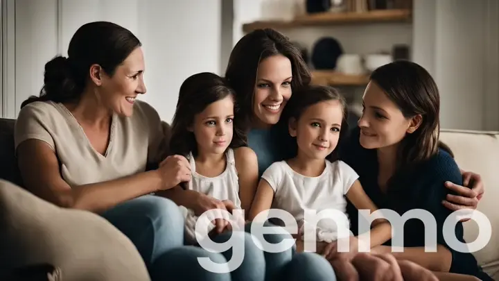 a group of women sitting next to each other on a couch, sun rays, bokeh, realistic