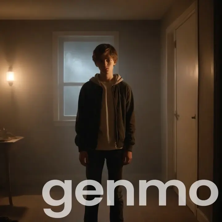 a young man standing in a dimly lit room