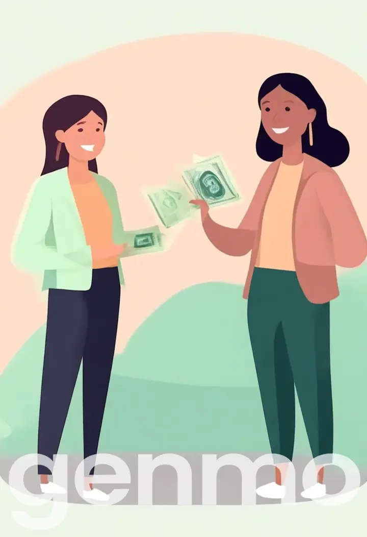 the woman pays money in dollars to the seller and they are both happy