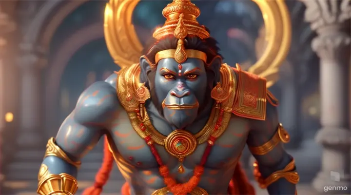 create a walking  hanuman, 8k, size of 1920x1080, colorful