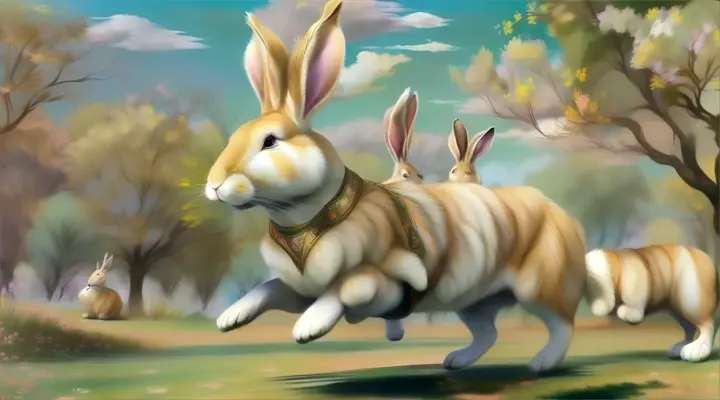 sky, rabbit, nature, cloud, organism, grass, fawn, plant, terrestrial animal, rabbits and hares, 3d animation