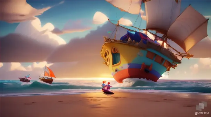 /imagine prompt: 3D animation, personality: [Illustrate Uplifting Cartoon characters engaging in fun activities A shipwrecked vessel sinking amidst stormy waves. It should feel otherworldly and magical.] unreal engine, hyper real --q 2 --v 5.2 --ar 16:9