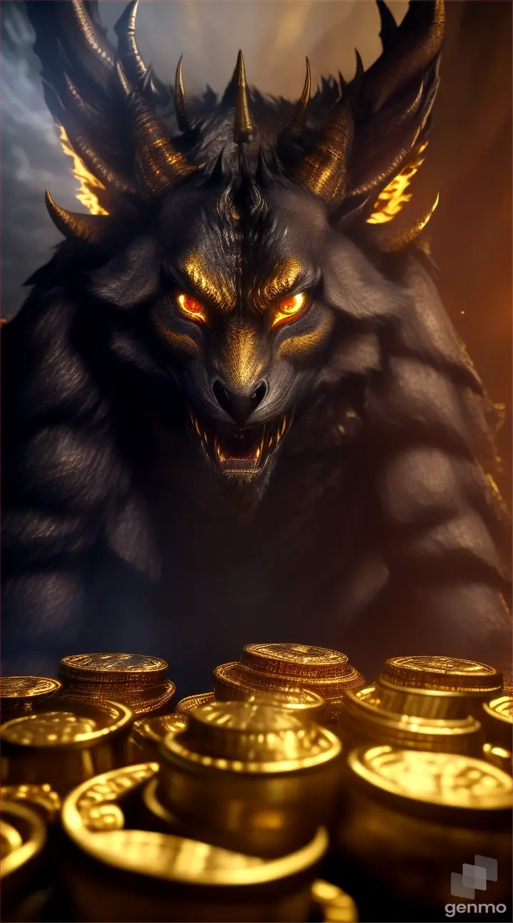 The demon guards the gold
