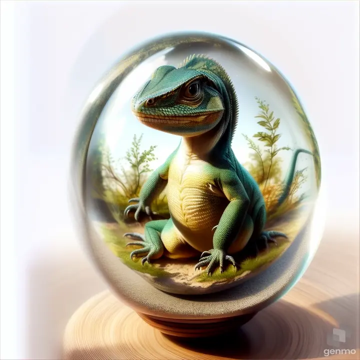 a glass ball with a lizard inside of it