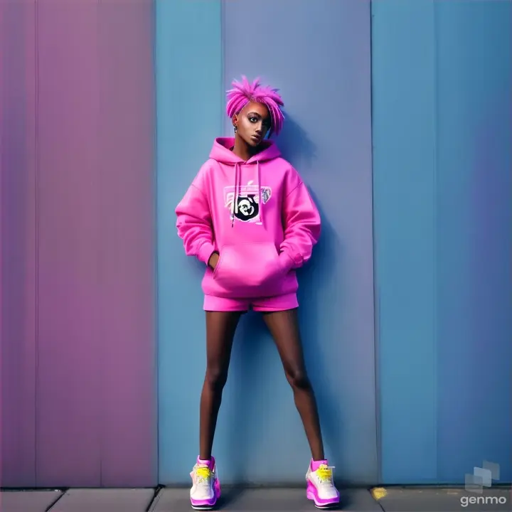 A woman in pink hoodie urban street dances