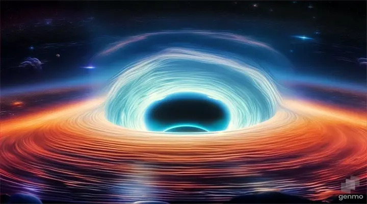 an artist's impression of a black hole in space