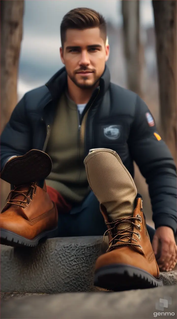 Handsome man wearing Timberland PRO Boots and Apparel