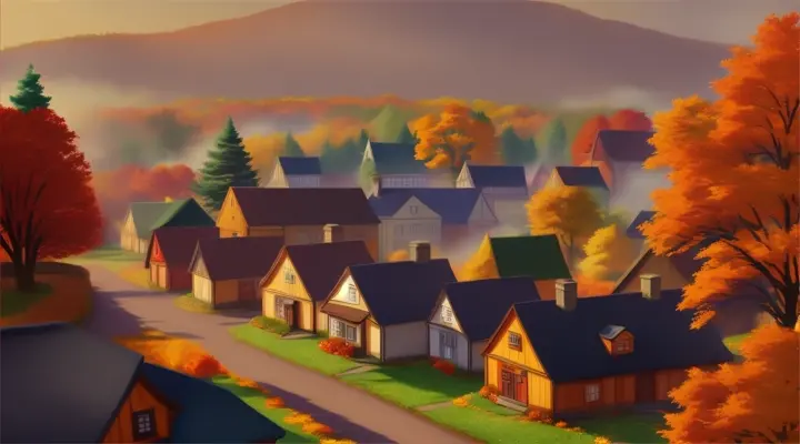  Autumn on fairytale village loop animation cartoon