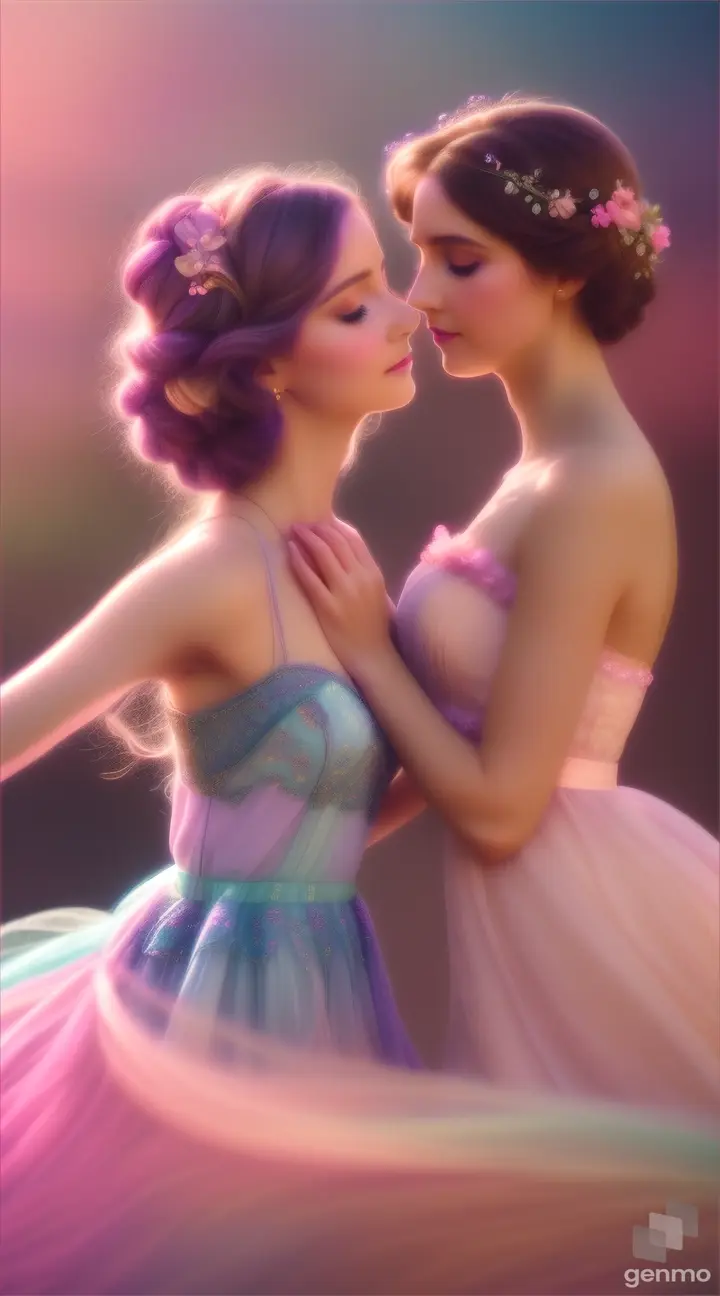 Two beautiful woman playing with colourful dust 