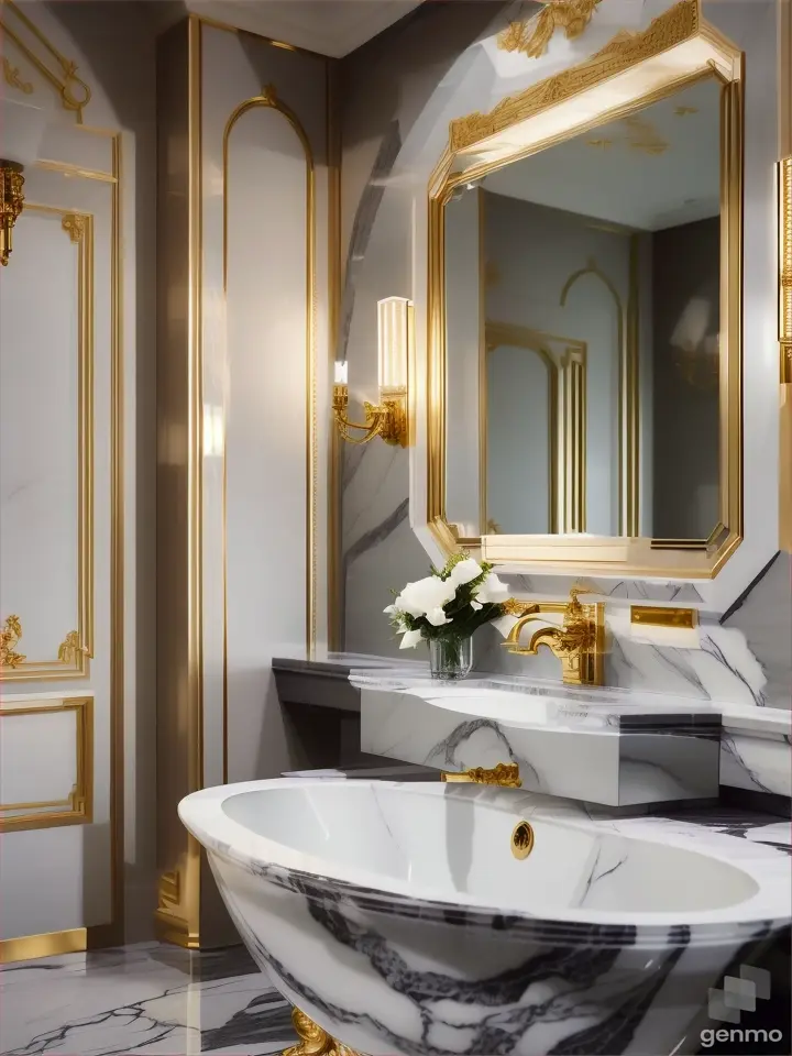 Beatiful toilet, decor with a beatiful flower vase