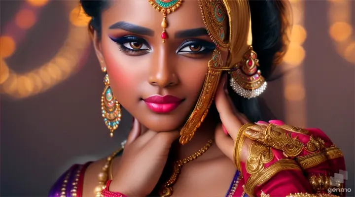 A beautiful girl closes hands doing namashkar as per hindu ritual 16:9 ratio