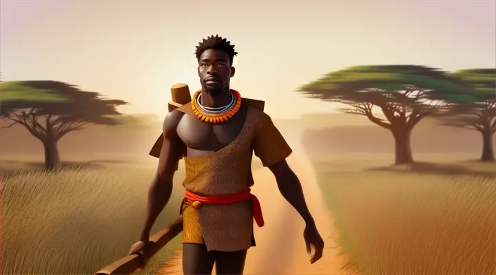 An African man carrying wood, 2d animation