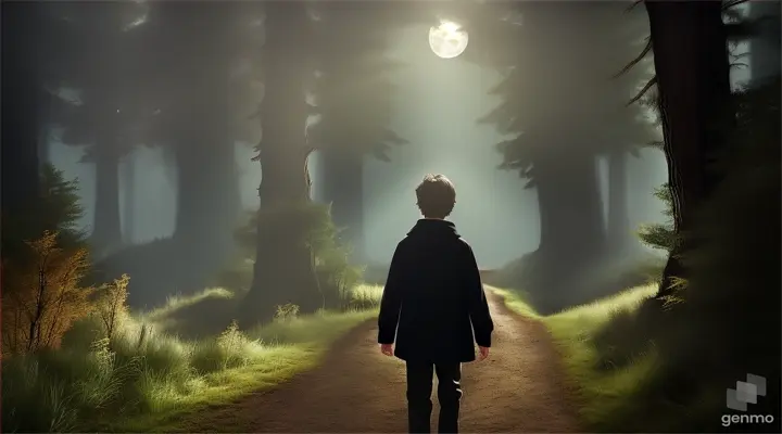 One day 14 year old boy harry Potter in a forest see a cave at night