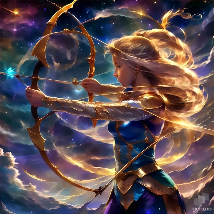 a woman with a bow and arrow in her hand