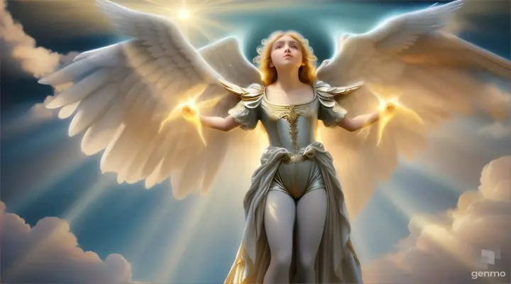 Appearance of angelic spirits.
Description: Illustrates the moment when angelic spirits appear, bringing a sense of relief and hope to man. They can be represented with a bright and comforting appearance.
