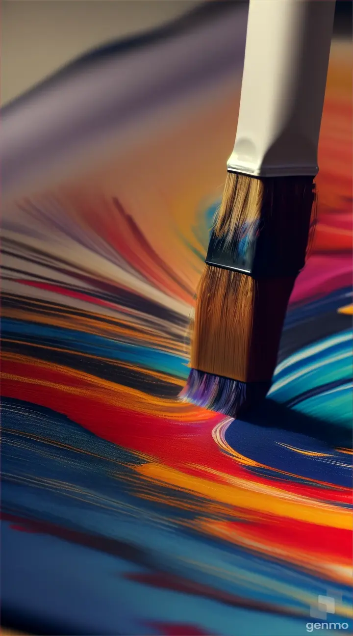 Close up of a hand painting a canvas with a paint brush 