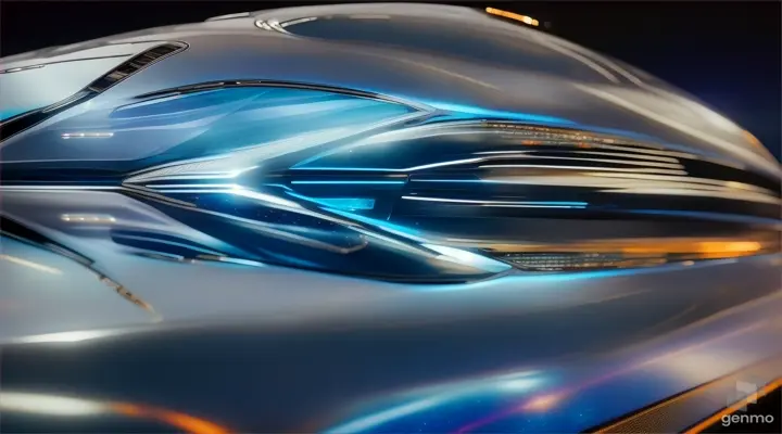 A stunning cinematic shot of a high-detailed E-Type JAGUAR starship, meticulously crafted by the renowned automobile manufacturer, Jaguar. The sleek and futuristic starship is adorned with Jaguar's iconic logo, glowing with a soft blue hue. The background reveals a vast, dark space with distant stars and galaxies, creating a sense of awe and wonder., cinematic